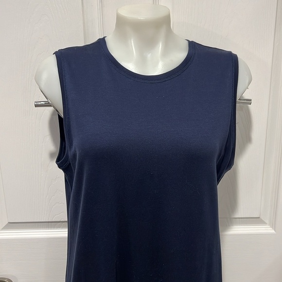 Eileen Fisher navy blue midi length tank dress size Medium - Picture 3 of 12